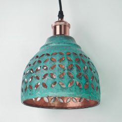 Lampu Kafe Tembaga Ukir Hijau
