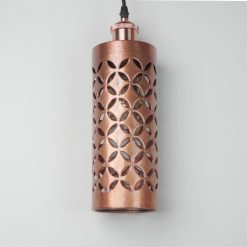 Lampu Tabung Tembaga Ukir Coklat