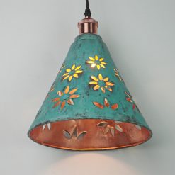 Lampu Kafe Kerucut Tembaga Ukir