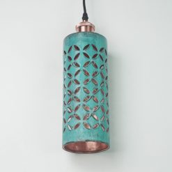 Lampu Tabung Tembaga Ukir Hijau