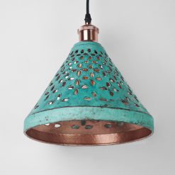 Lampu Kerucut Tembaga Ukir Hijau
